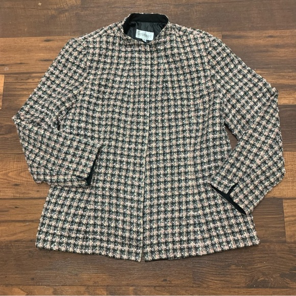 Studio 1 Vintage Women's Sz 16 Blazer Black/Pink Y2K Textured Lined Open Front - Picture 3 of 9